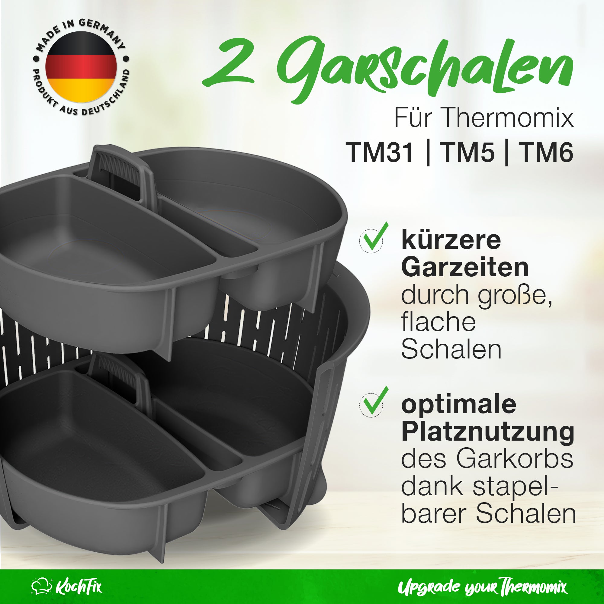 KochFix Eier - Pochiereinsatz (2er - Set) für Thermomix TM5, TM6, TM31 - Wundermix GmbH