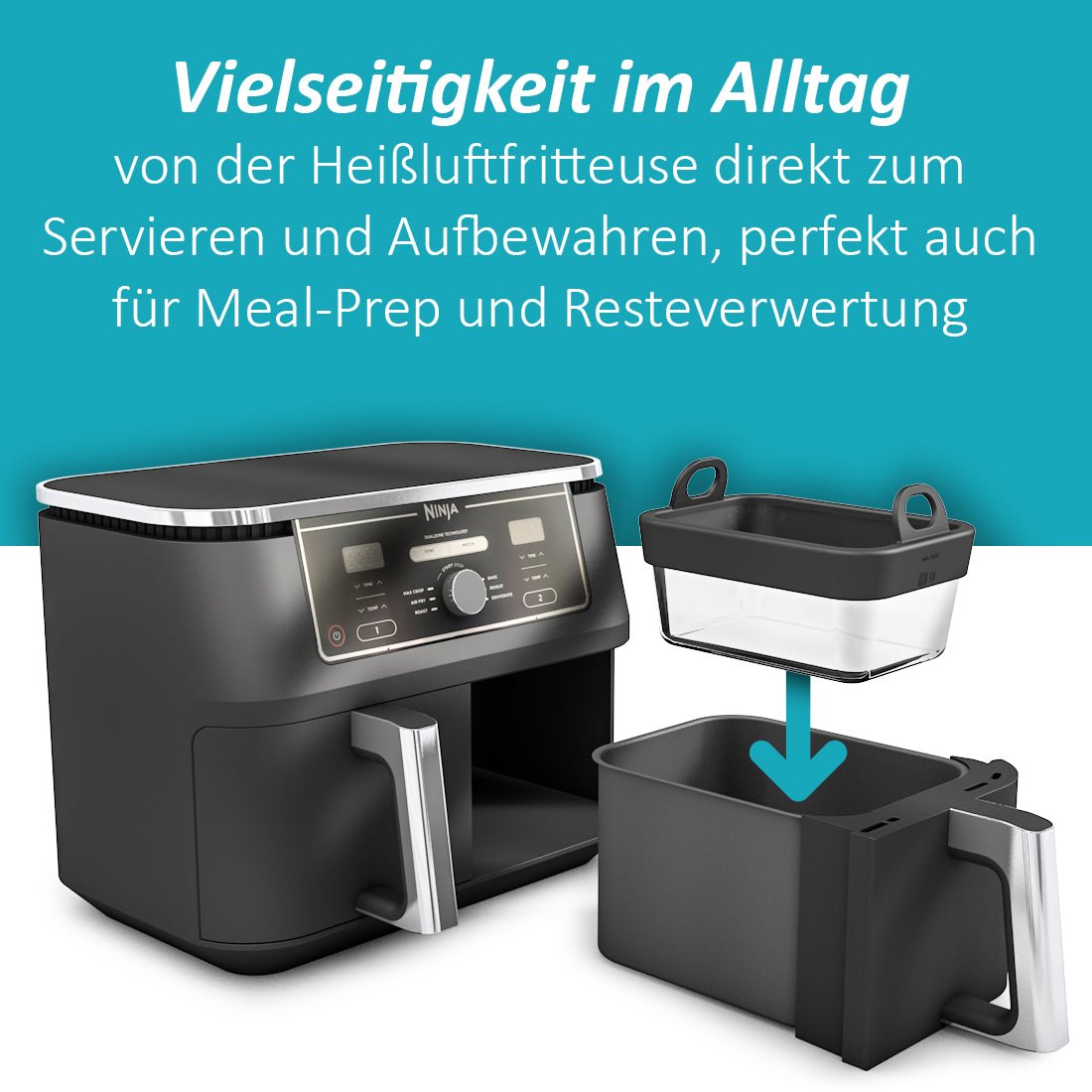 VentiFry Glasauflaufform für Airfryer mit Silikongriffen - Wundermix GmbH