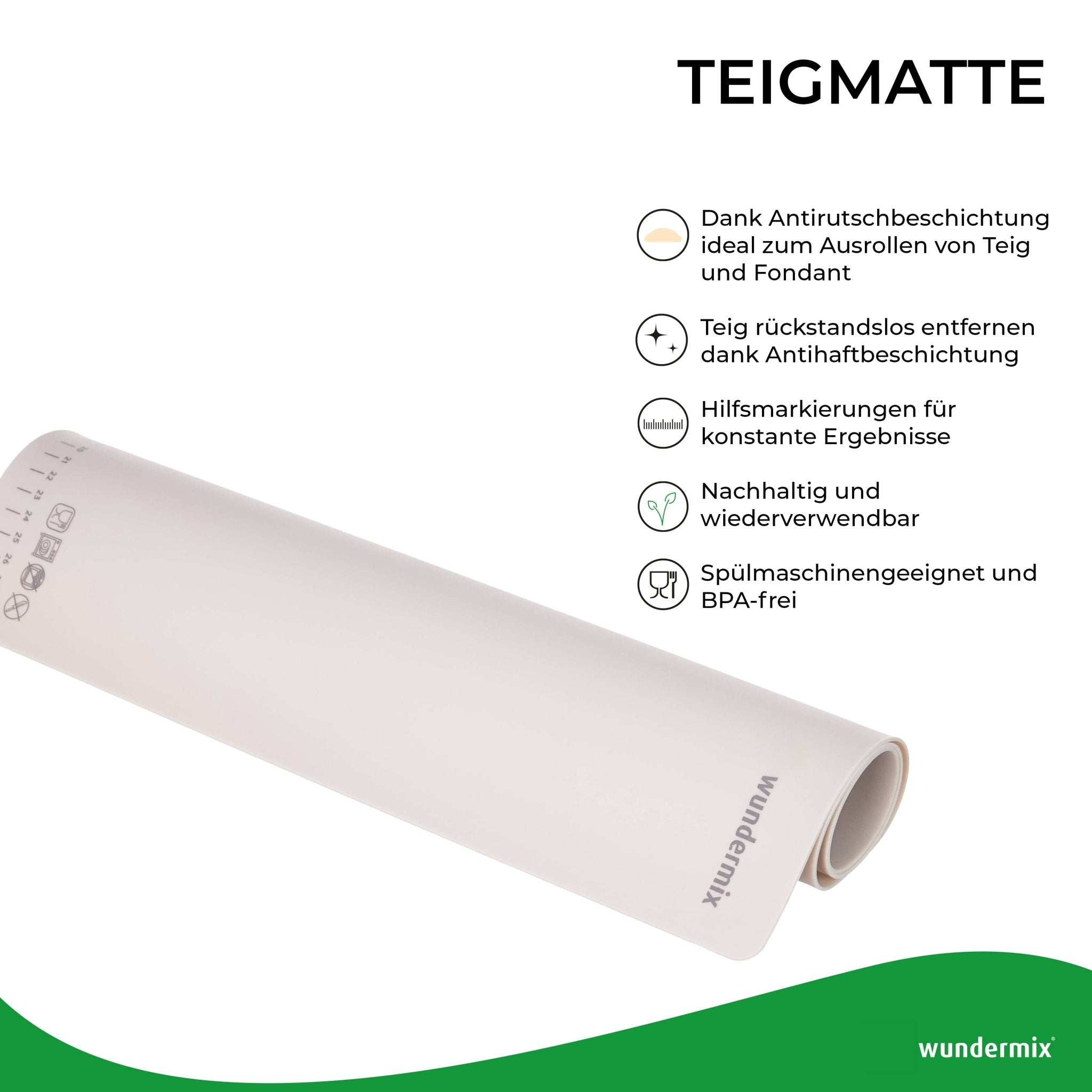 WunderMat® | Teigunterlage «Wundermix» | Premium - Teigmatte aus Silikon - Wundermix GmbH