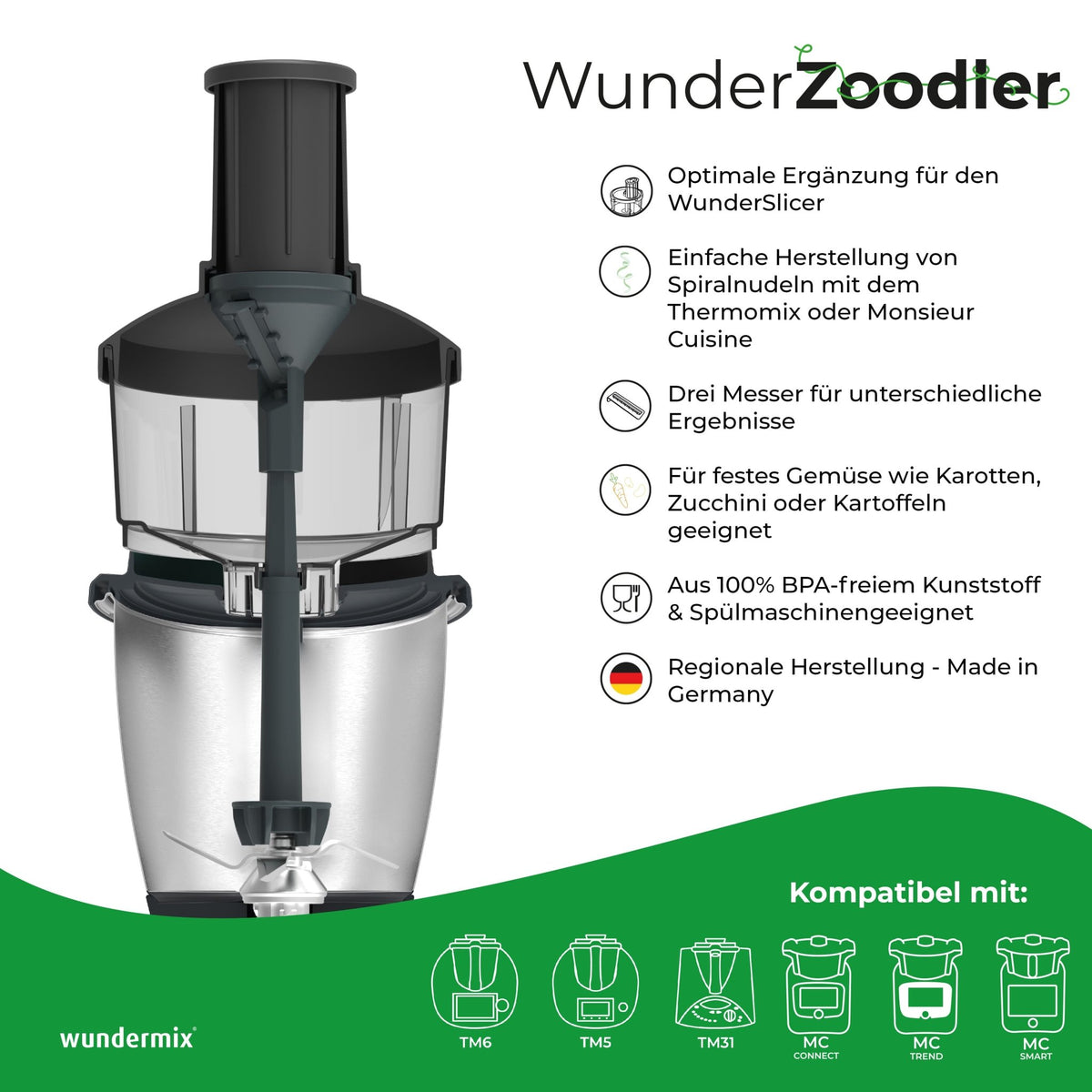 WunderSlicer® V1 & WunderZoodler® Sparset für Thermomix TM31 - Wundermix GmbH