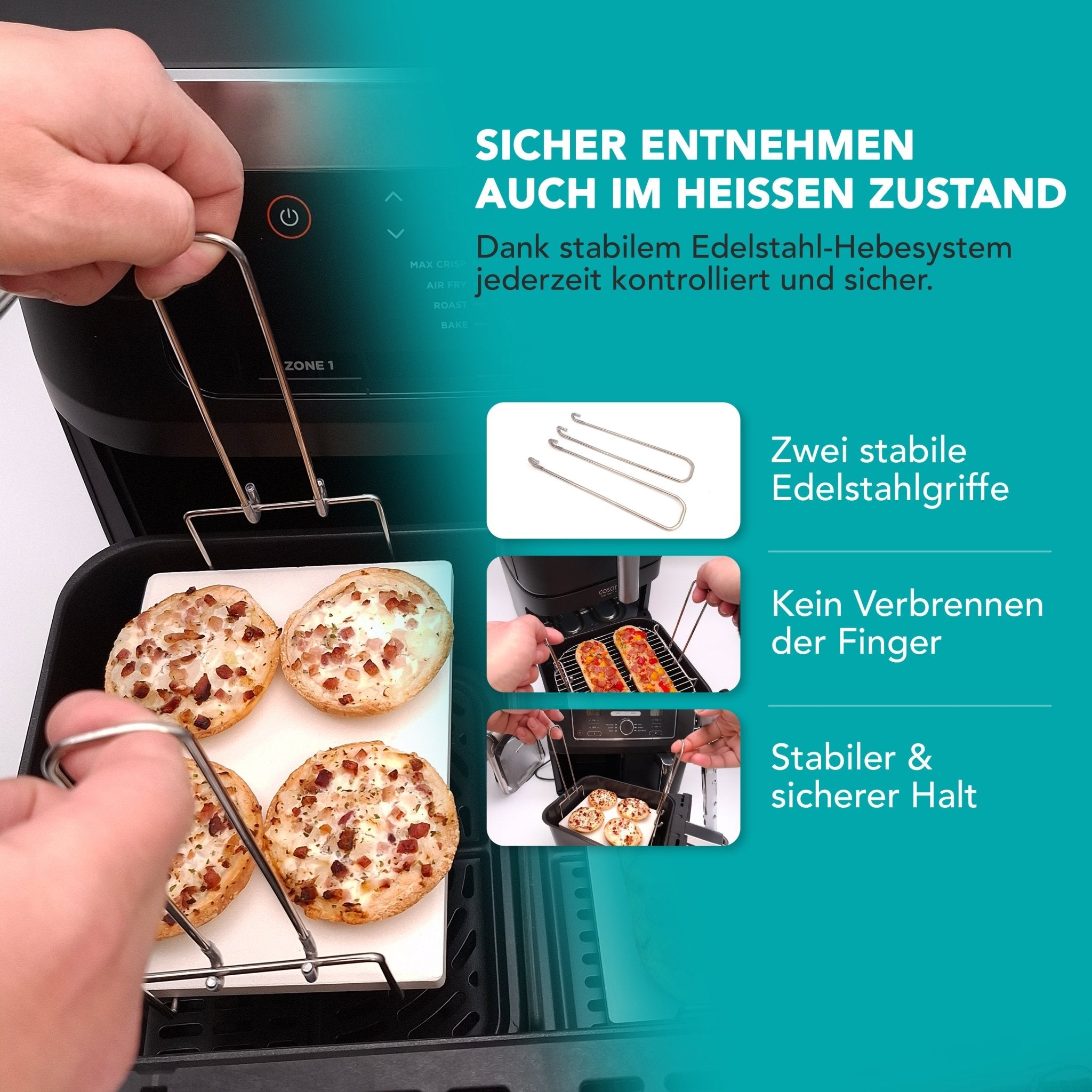 WunderFry | Airfryer Pizzastein mit Edelstahlrahmen - Wundermix GmbH
