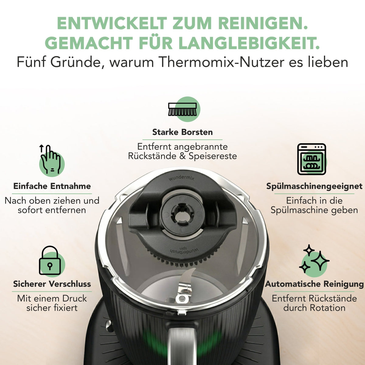 WunderBrush® Spin | Mixtopf - Reinigungsbürste für Thermomix TM7, TM6, TM5 - Wundermix GmbH