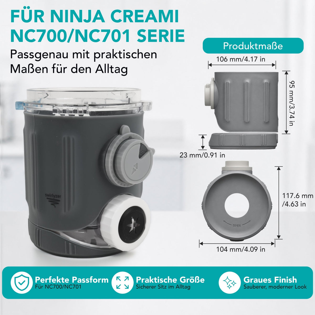 Swirlyzer | Silikon-Schutzhülle für Ninja Creami Scoop & Swirl Eisbehälter - Wundermix GmbH