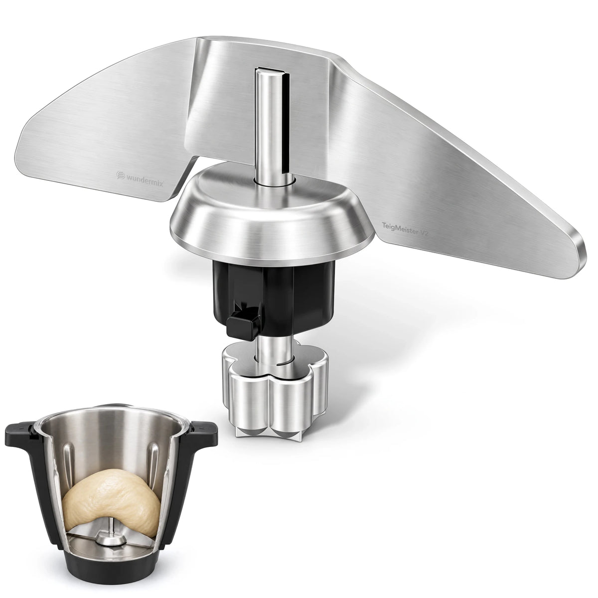 TeigMeister V2 | Edelstahl Kneteinsatz für Monsieur Cuisine Connect, Trend, Smart & Compact - Wundermix GmbH
