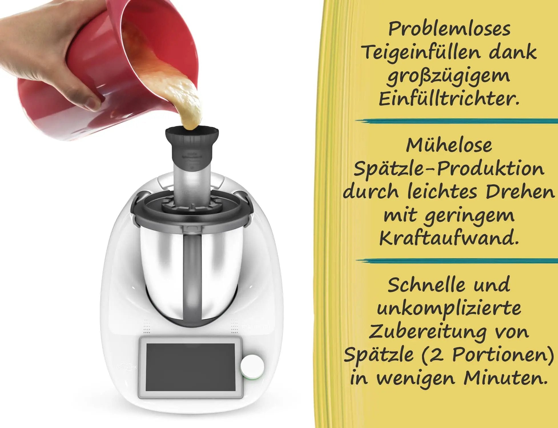 mixle® Spätzleaufsatz V2 aus Edelstahl für Thermomix TM6, TM5, TM31 und TM Friend - Wundermix GmbH