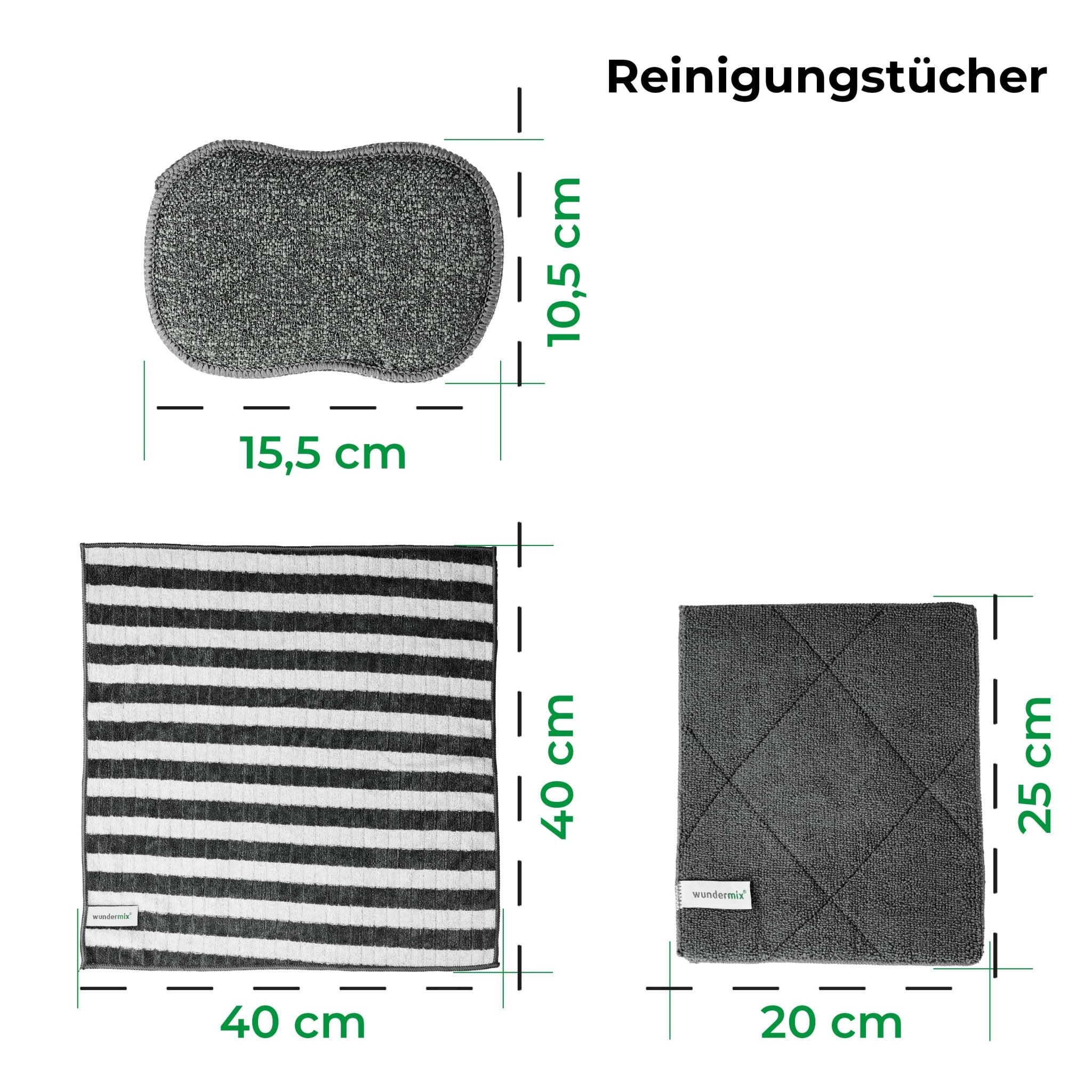 Reinigungstücher - Set aus Bambus - und Mikrofaser (3 - tlg.) - Wundermix GmbH