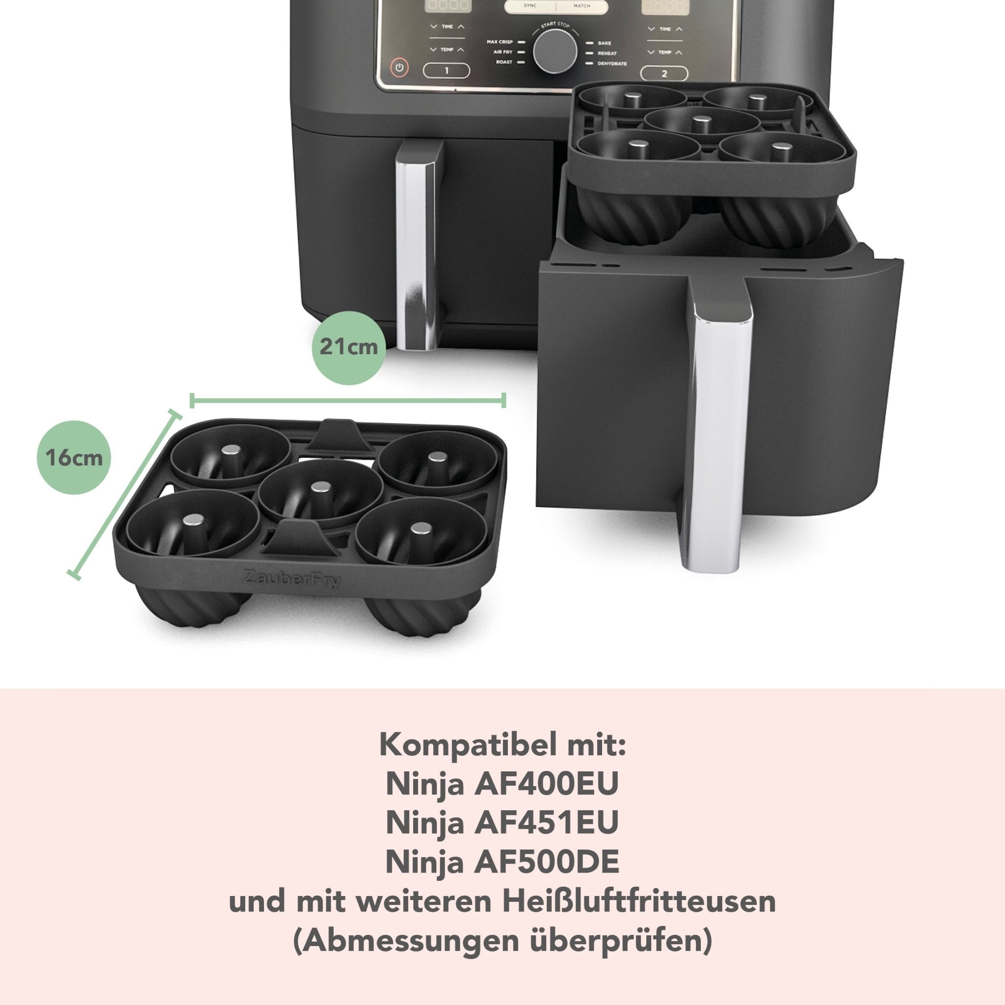 ZauberFry | Backform „Mini - Gugelhupf“ kompatibel mit Ninja Airfryer (2er - Set) - Wundermix GmbH