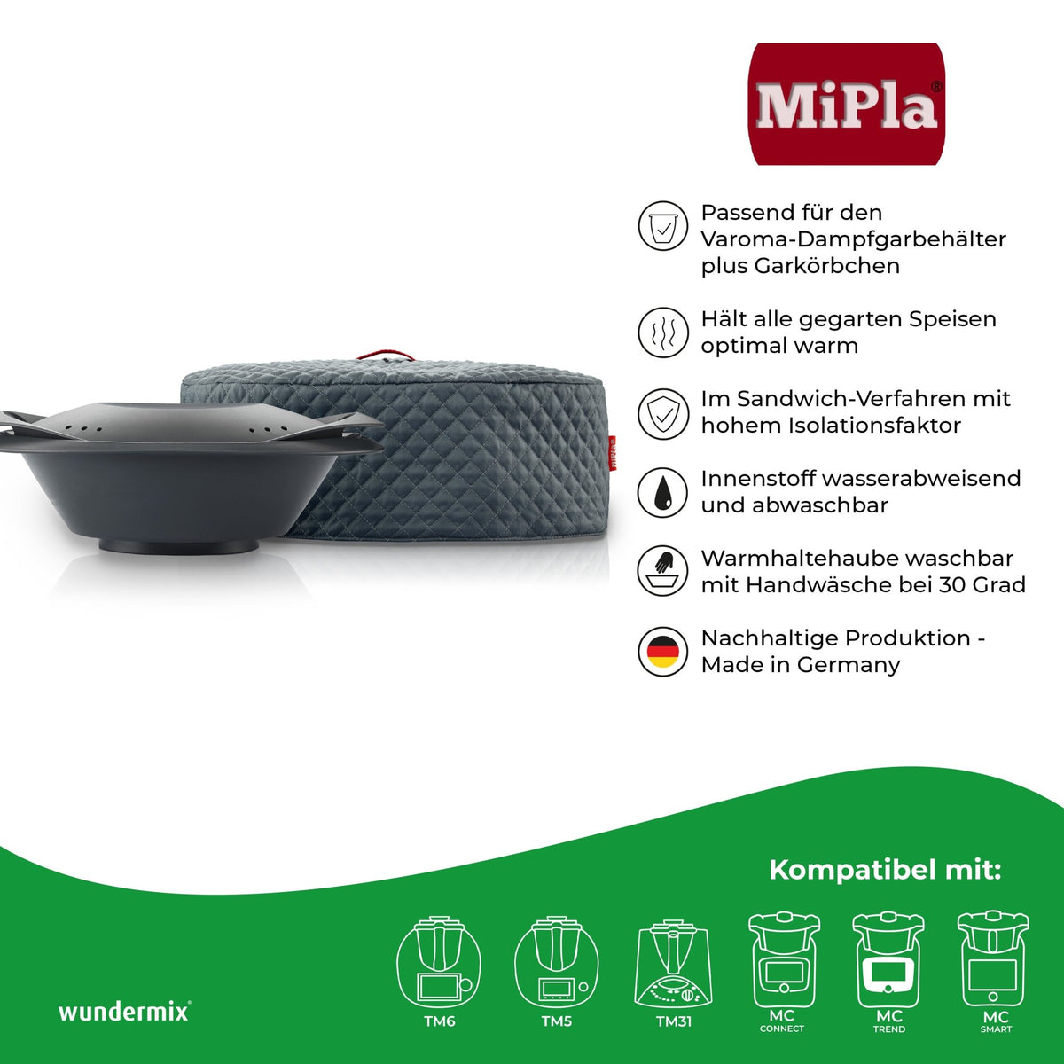 MiPla® | Warmhaltehaube M für Varoma | Thermomix & Monsieur Cuisine - Wundermix GmbH