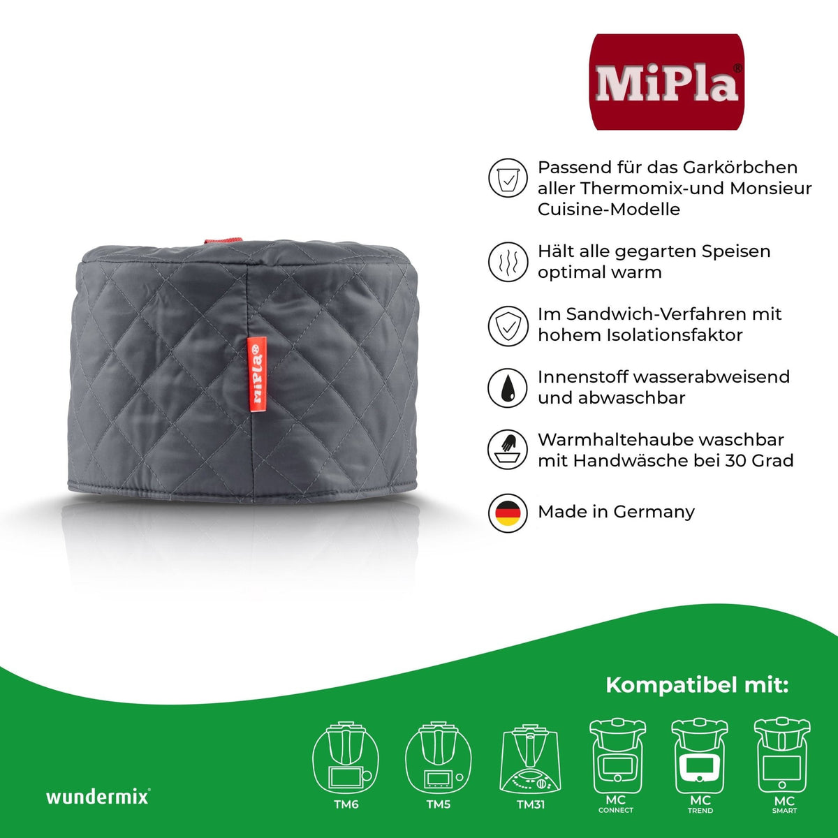 MiPla® | Warmhaltehaube S für Gareinsatz | Thermomix & Monsieur Cuisine - Wundermix GmbH