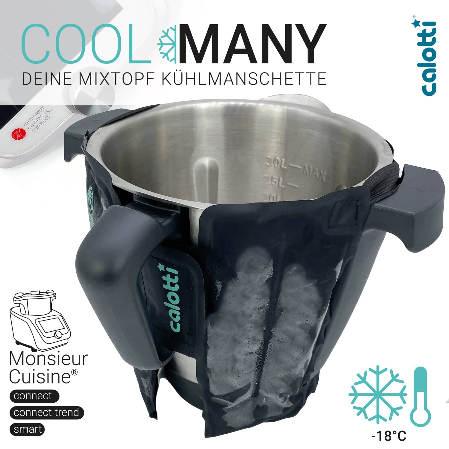 Calotti® Cool Many | Mixtopf - Kühlmanschette für Monsieur Cuisine Smart, Trend, Connect - Wundermix GmbH