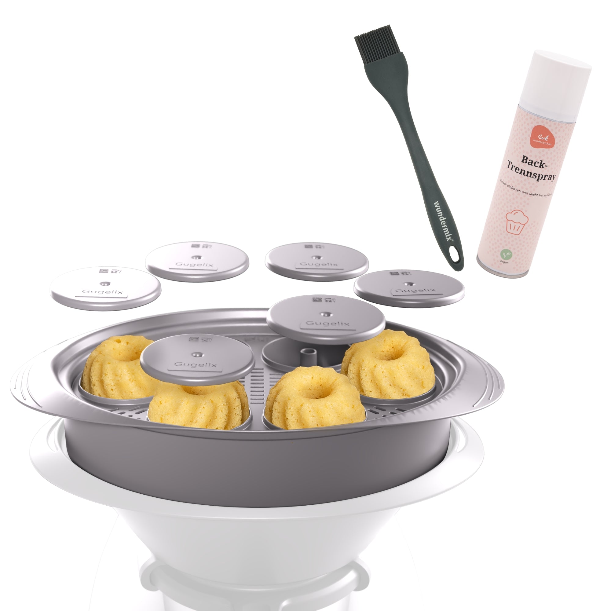 Gugelix® | Mini - Gugelhupfform für Varoma + Backtrennspray + Silikonpinsel - Wundermix GmbH
