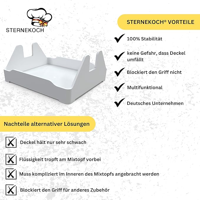 STERNEKOCH Deckelhalter mit Abtropfschale für Thermomix TM6, TM5 und Monsieur Cuisine Compact - Wundermix GmbH