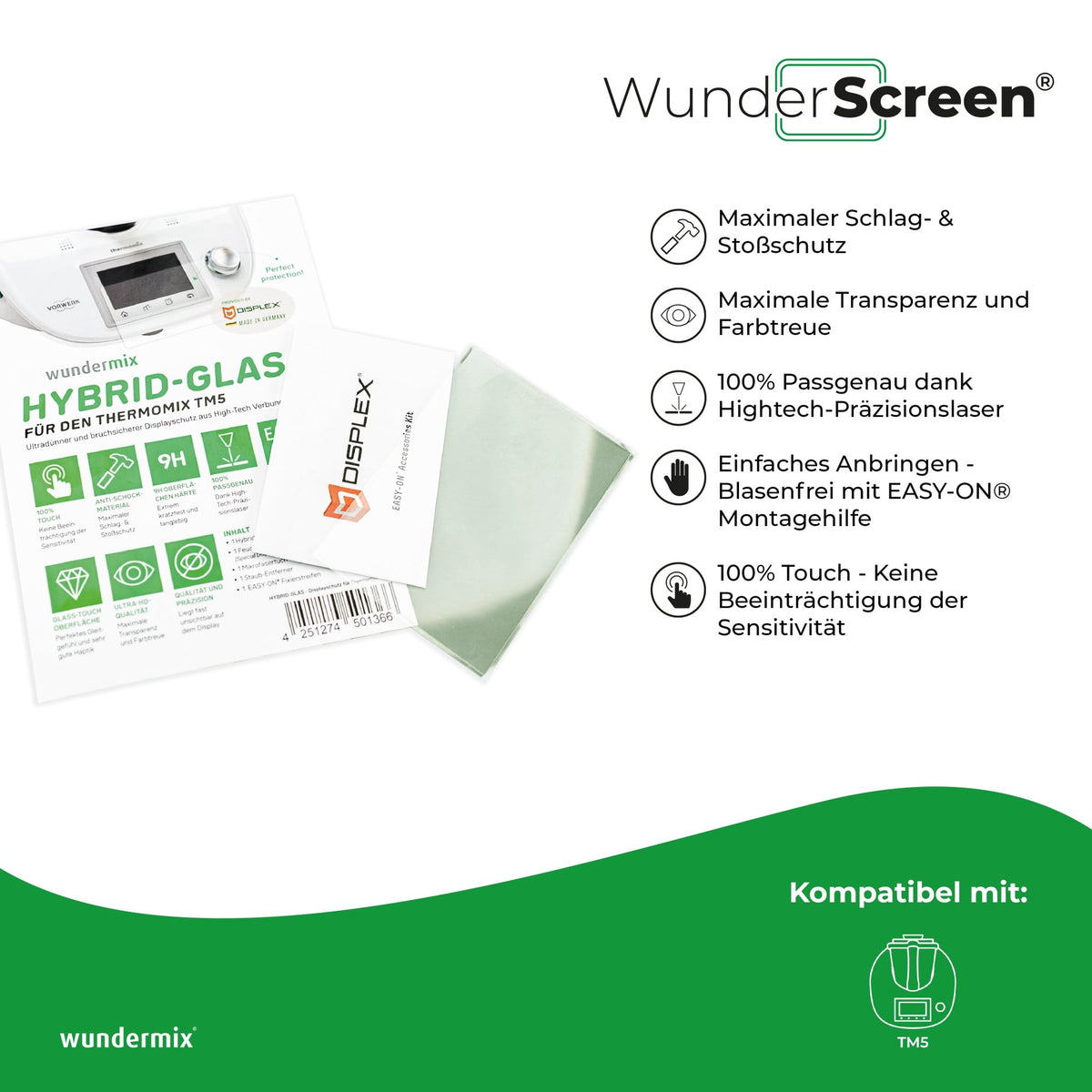 WunderScreen® Hybrid - Glas Displayschutz für Thermomix TM5 - Wundermix GmbH