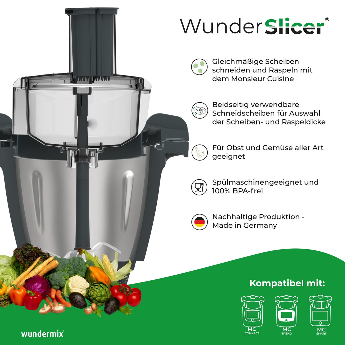 WunderSlicer® V2 | Gemüseschneider für Monsieur Cuisine Connect, Trend & Smart - Wundermix GmbH