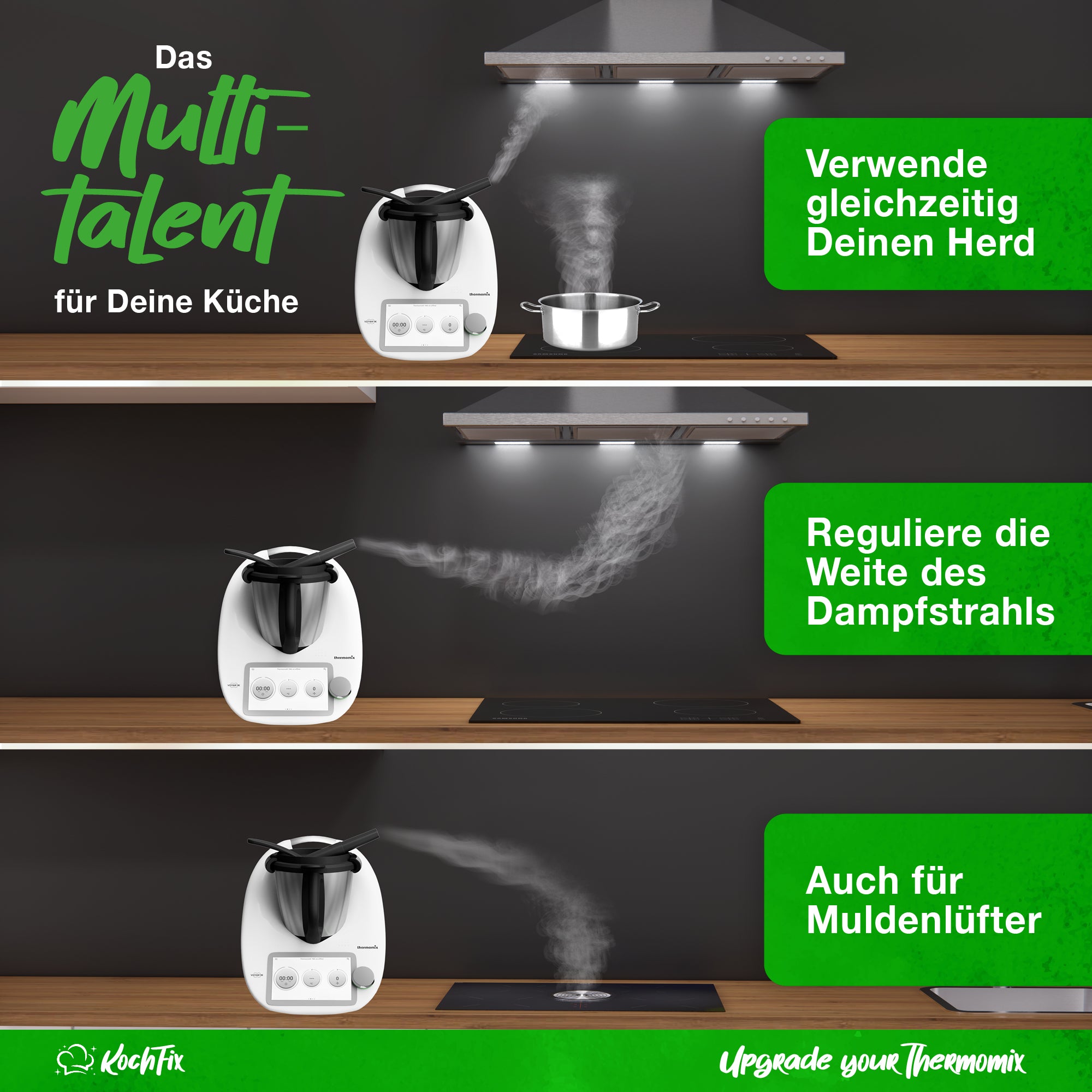 KochFix Dampfumleitung für Thermomix TM6, TM5, TM31 & Monsieur Cuisine - Wundermix GmbH