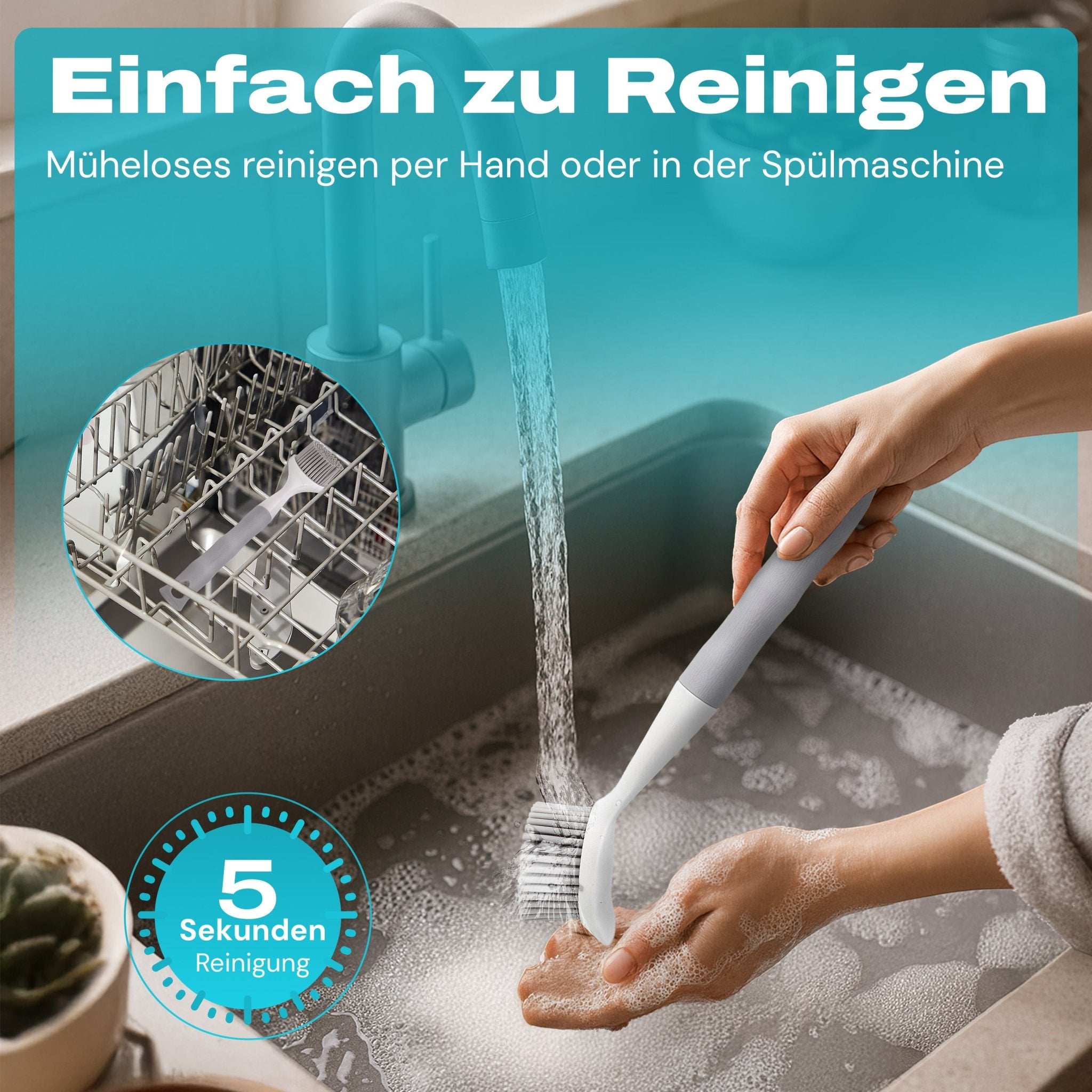 WunderFry | Reinigungsbürste mit Silikonborsten für Airfryer, Kontaktgrill & Pfannen - Wundermix GmbH