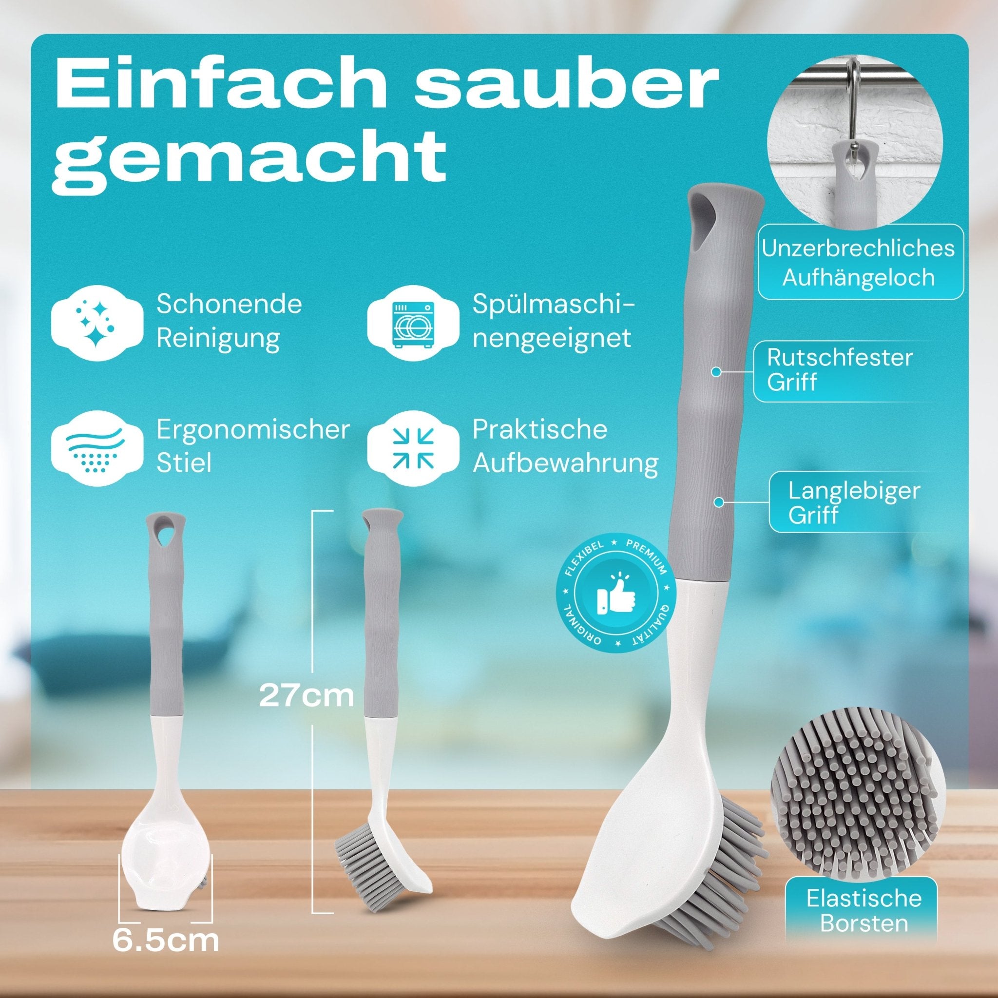 WunderFry | Reinigungsbürste mit Silikonborsten für Airfryer, Kontaktgrill & Pfannen - Wundermix GmbH