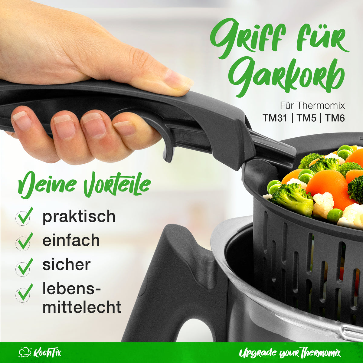 KochFix Garkorb - Griff für Thermomix - Gareinsatz TM7, TM6, TM5, TM31 - Wundermix GmbH