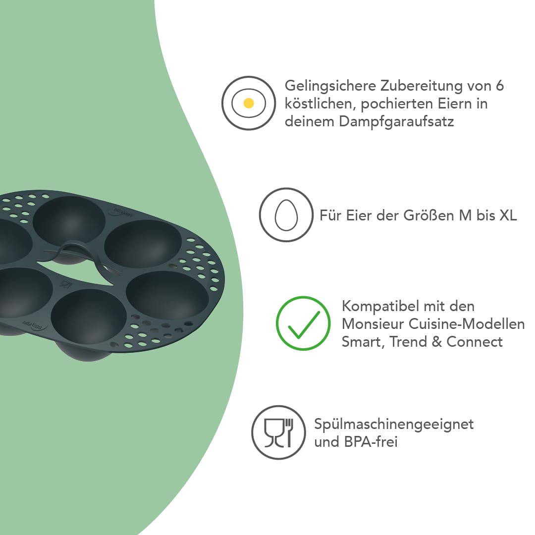 MixEgg® | Eierpochiereinsatz für TM7 und Monsieur Cuisine Smart, Trend, Connect - Wundermix GmbH
