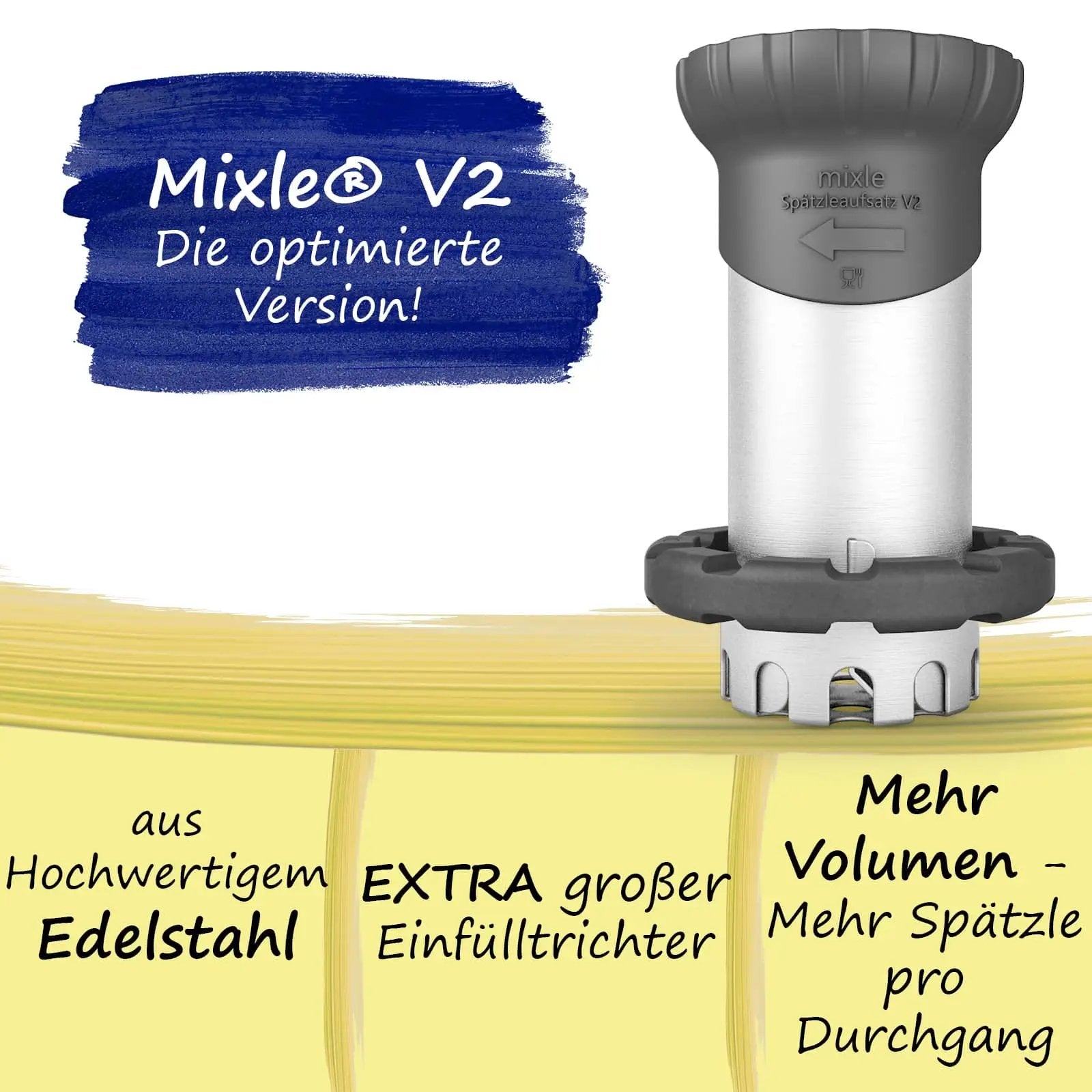mixle® Spätzleaufsatz V2 aus Edelstahl für Thermomix TM6, TM5, TM31 und TM Friend - Wundermix GmbH