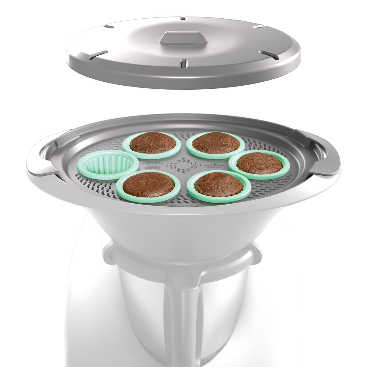 Muffinizer® | inkl. 6 Silikonförmchen | Backform für Thermomix TM6, TM5, TM31 - Wundermix GmbH