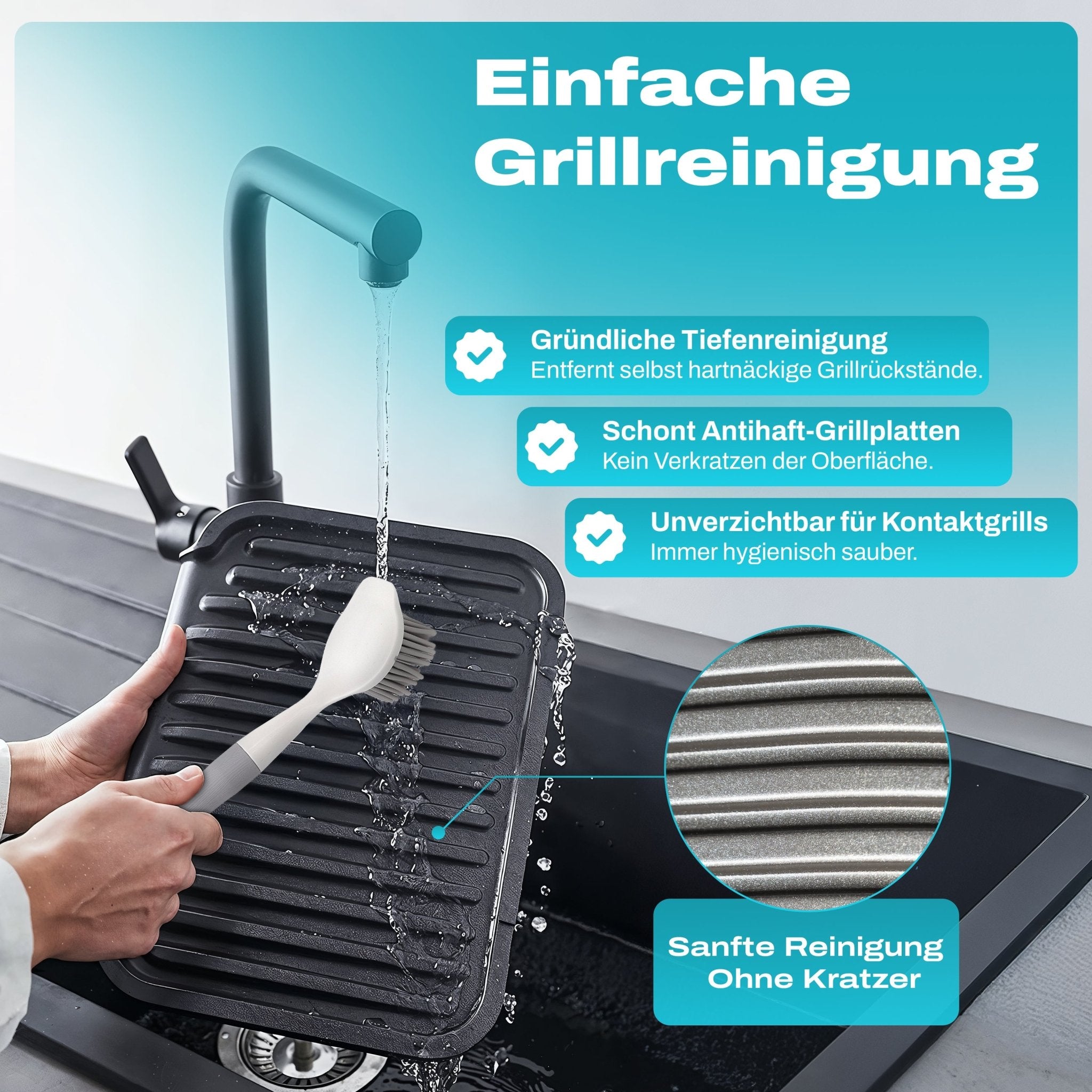 WunderFry | Reinigungsbürste mit Silikonborsten für Airfryer, Kontaktgrill & Pfannen - Wundermix GmbH