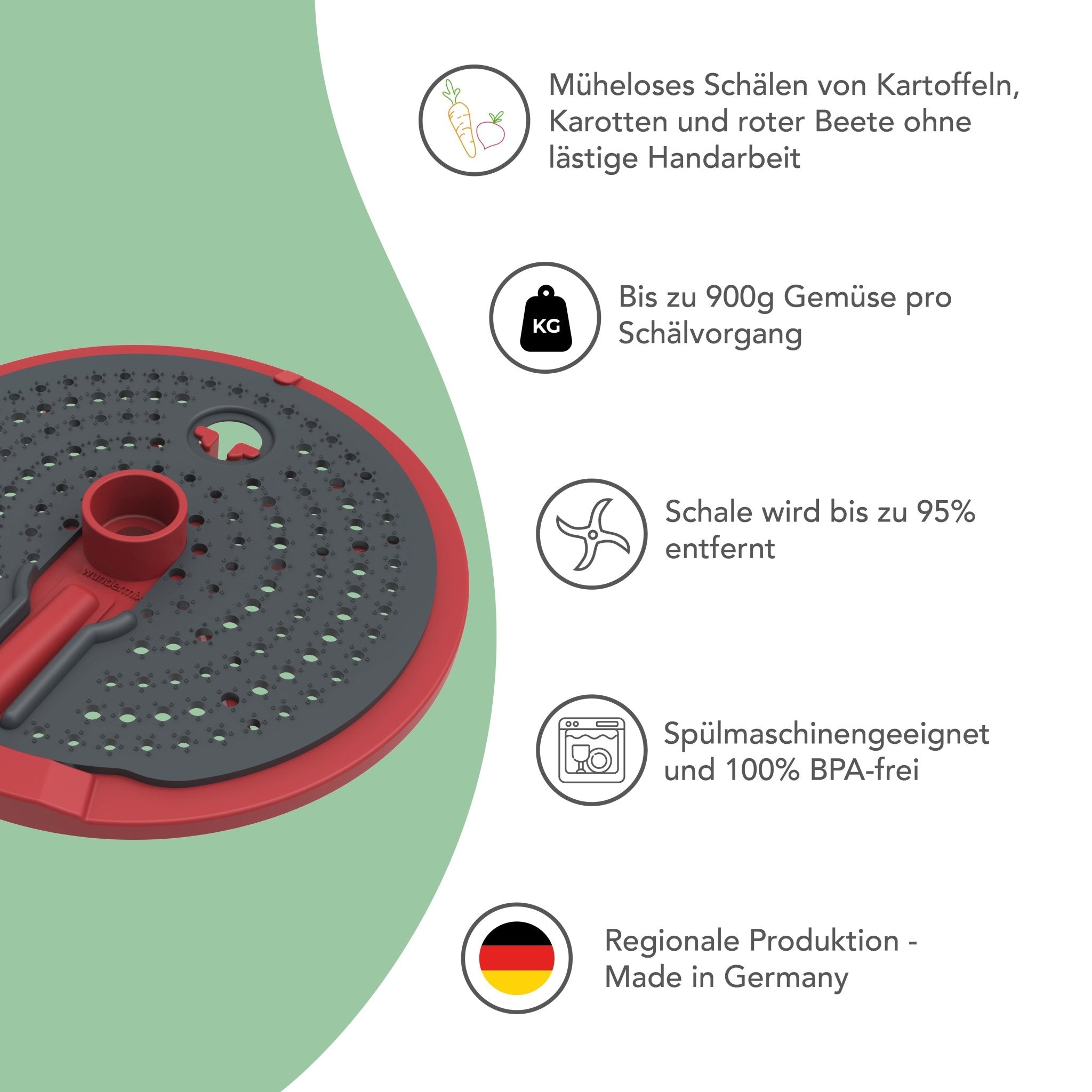 WunderPeeler® (mit Träger) | Kartoffelschäler - Aufsatz für Monsieur Cuisine - Wundermix GmbH