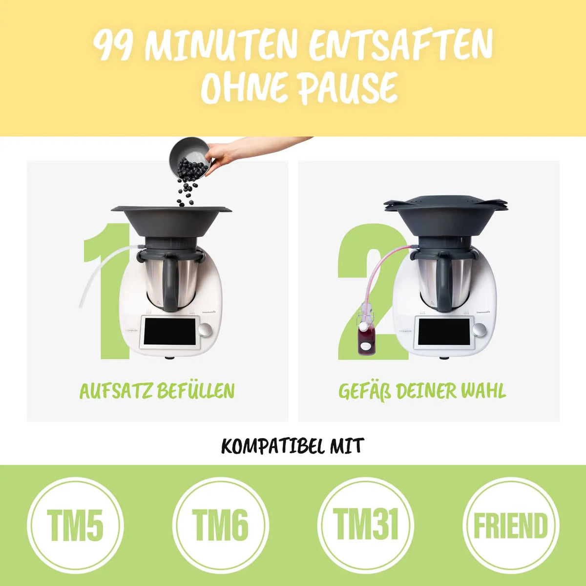 Dampfentsafter - Aufsatz von MixFino® für Thermomix TM6, TM5, TM31 und TM Friend - Wundermix GmbH