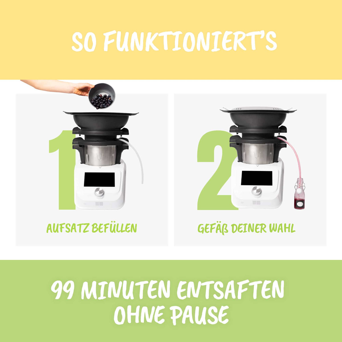 Dampfentsafter - Aufsatz von MixFino® für Monsieur Cuisine Smart, Trend, Connect - Wundermix GmbH